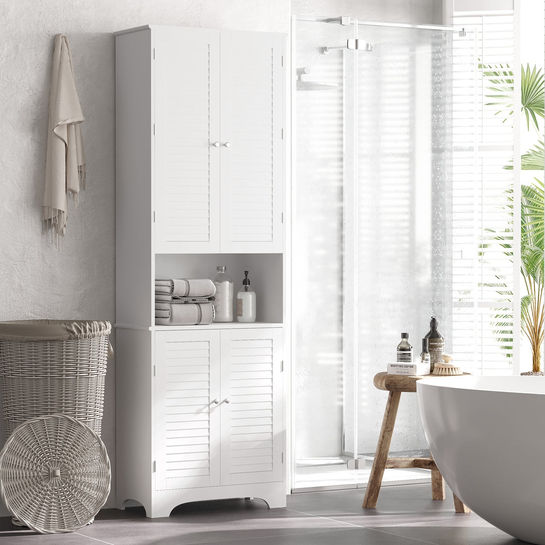 MDF Freestanding 6-Tier Bathroom Storage Cabinet White