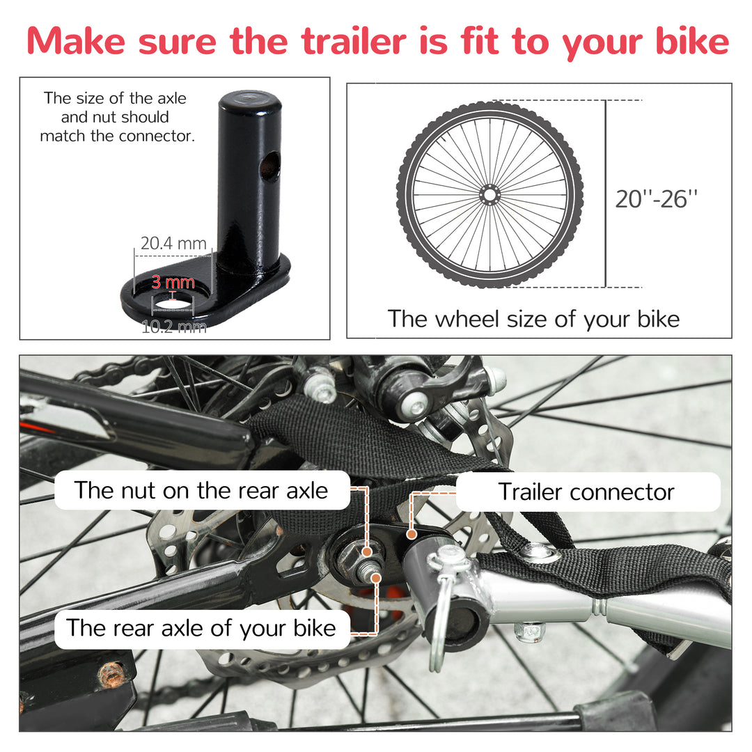Collapsible Bike Trailer 2-Seater for Baby Bicycle with Pivot Wheel Suitable For 18 Month + Child(Black and Red)
