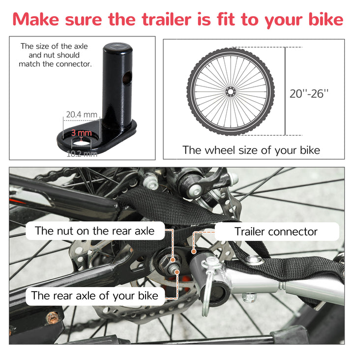Collapsible Bike Trailer 2-Seater for Baby Bicycle with Pivot Wheel Suitable For 18 Month + Child(Black and Red)