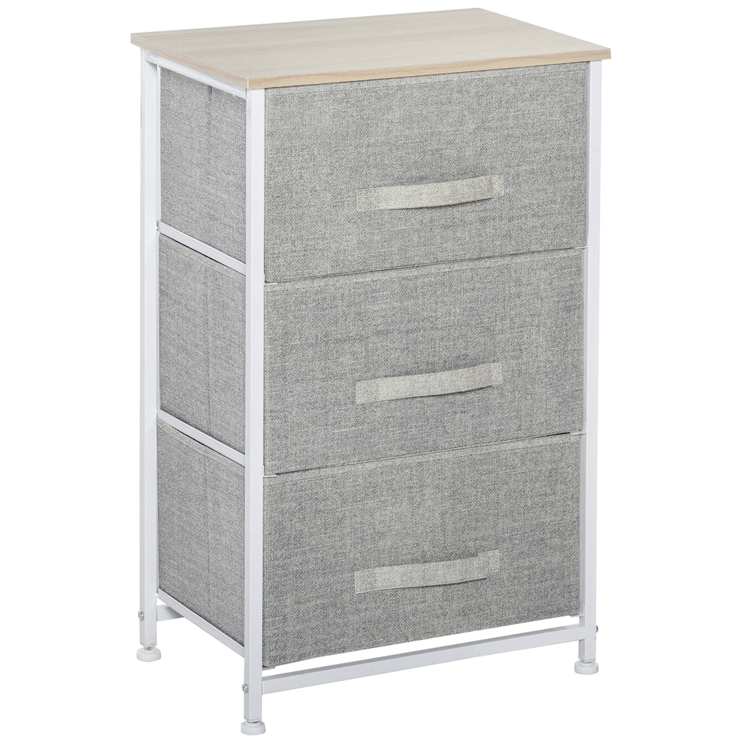 Vertical 3-Tier Linen Drawer Cabinet Organizer Storage Dresser Tower with Metal Frame Adjustable Feet for Living Room, Bathroom, Kitchen