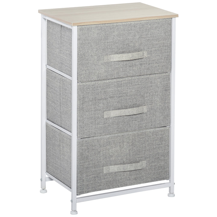 Vertical 3-Tier Linen Drawer Cabinet Organizer Storage Dresser Tower with Metal Frame Adjustable Feet for Living Room, Bathroom, Kitchen