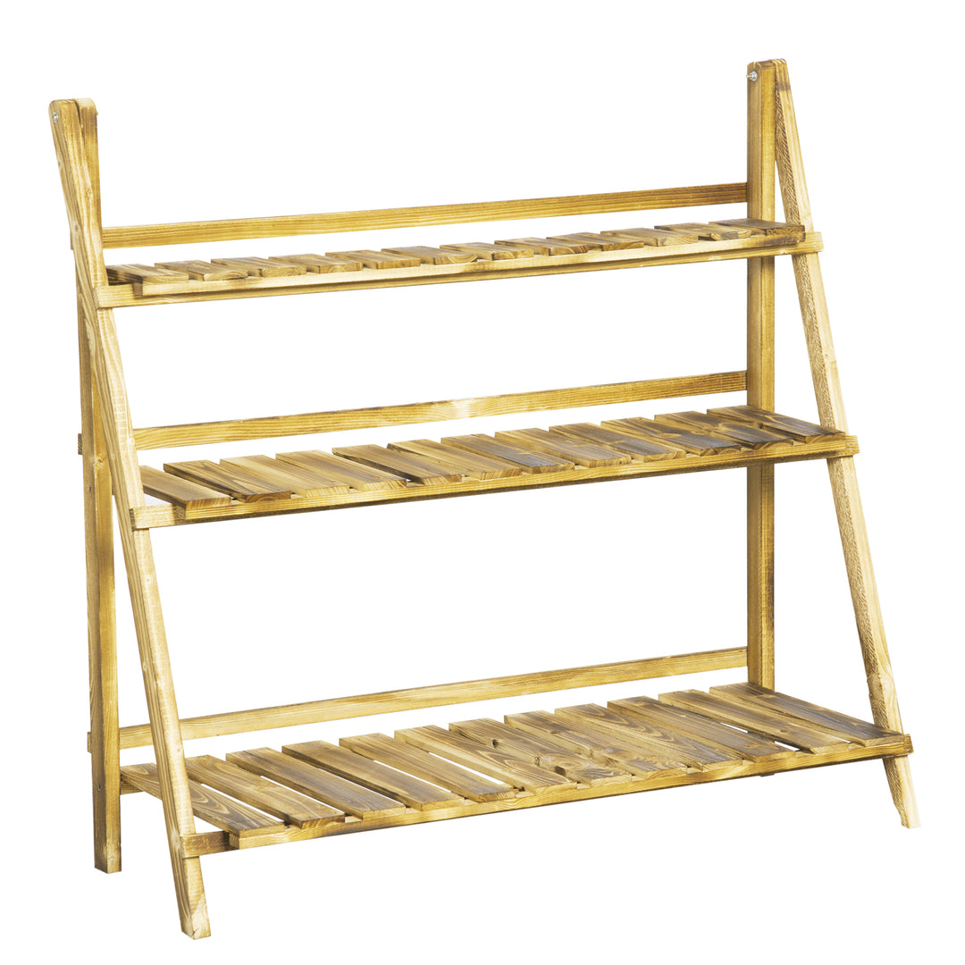 3 Tier Flower Stand Wood Folding Planter Ladder Display Shelf Rack for Garden Outdoor Backyard 100Lx37Wx93H(cm)