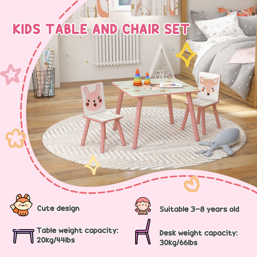 Kids and Table Chairs, Desk with Two Chairs - Ages 3-6 Years - Pink