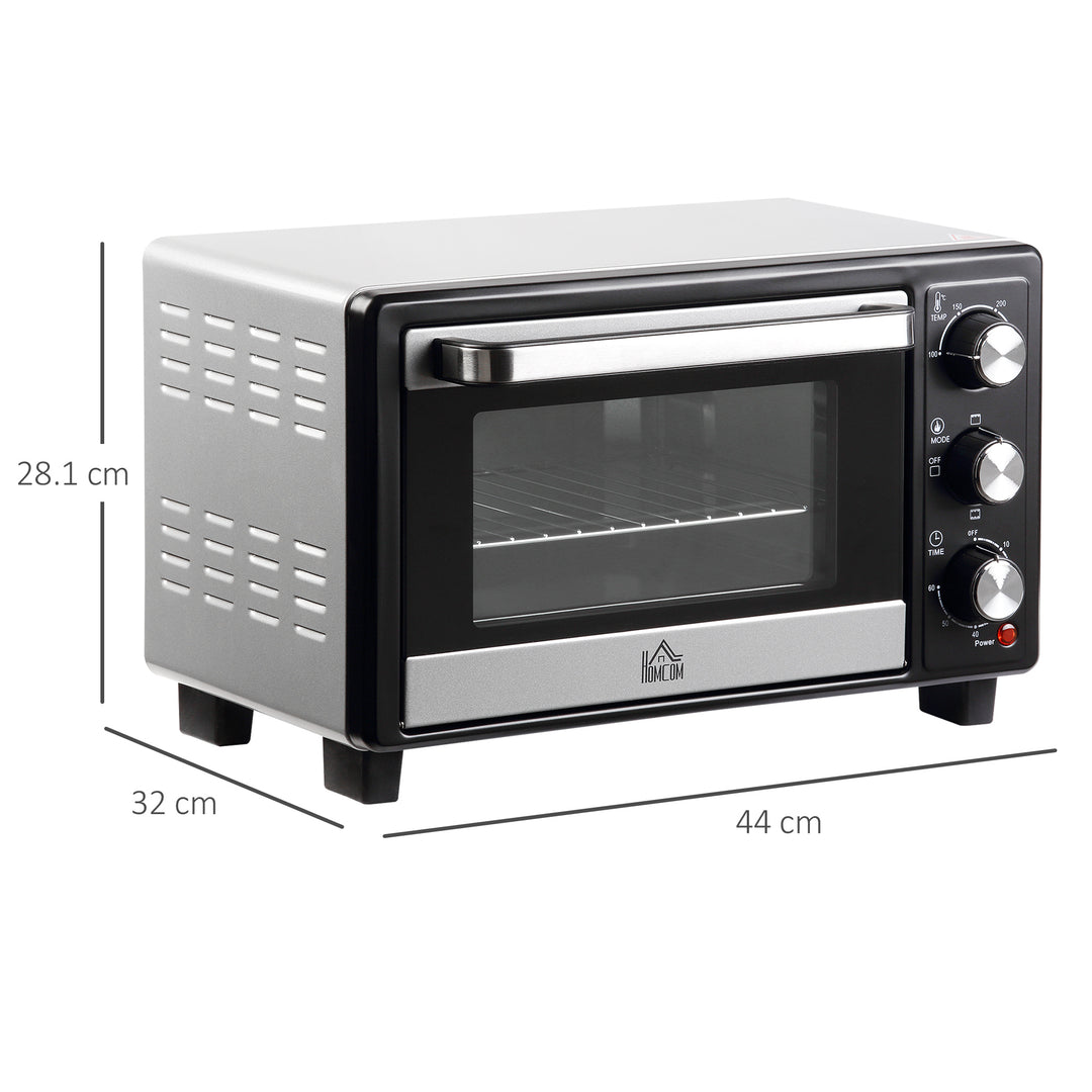 Convection Mini Oven, 16L Countertop Electric Grill, Toaster Oven with Adjustable Temperature, 60 Min Timer, Crumb Tray, Wire Rack, 1400W