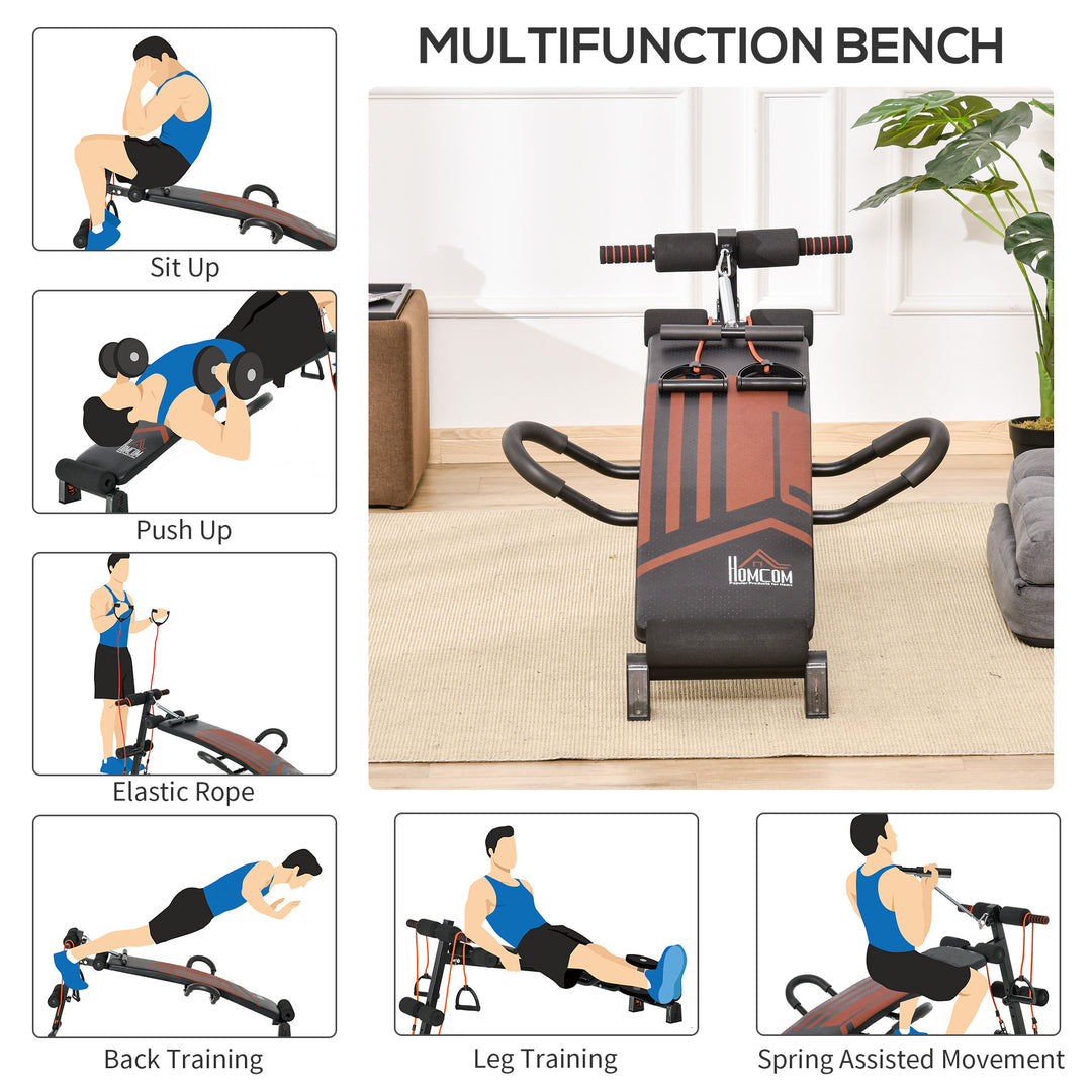 HOMCOM Multifunctional Sit Up Bench Adjustable Utility Board Ab Exercise Workout Fitness with Headrest for Home, Office and Gym, Black