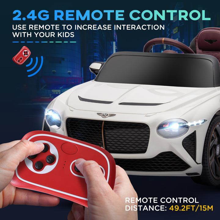 Bentley Bacalar Licensed 12V Kids Electric Ride on Car with Remote Control, Powered Electric Car with Portable Battery, Music, Horn, Lights, Suspension Wheels, for Ages 3-5 Years - White
