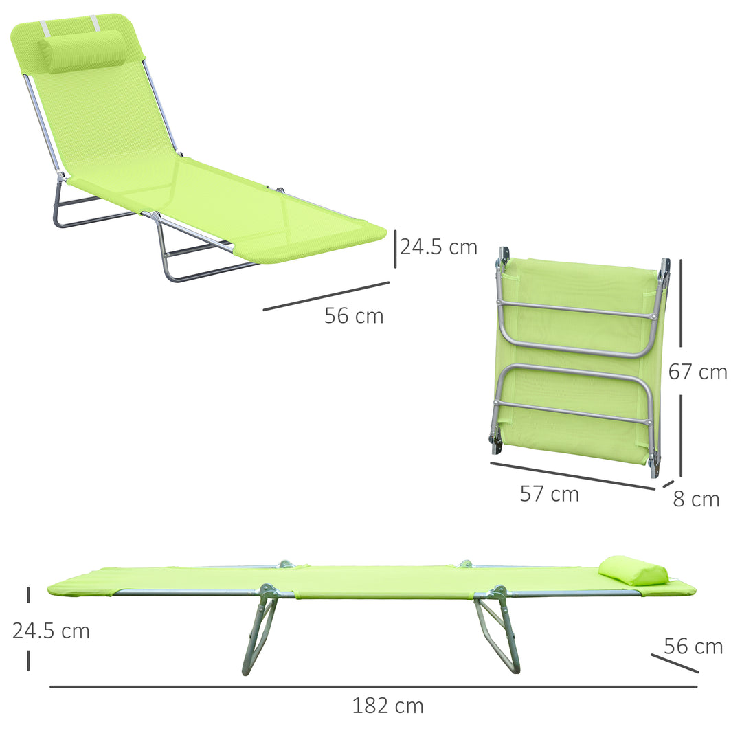 Outsunny Sun Bed Chair Garden Lounger Recliner Adjustable Back Relaxer Chair Furniture Green