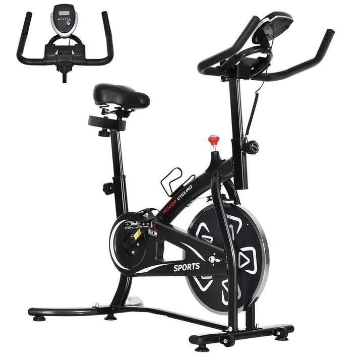 HOMCOM Steel Stationary Bike 8-Level Belt Driven Exercise Bike w/ LCD Monitor Black