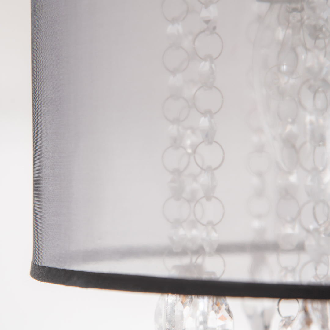 Modern Crystal Chandelier Flush Mount LED Ceiling Light with Drum Shade for Living Room Bedroom Dining Room Silver