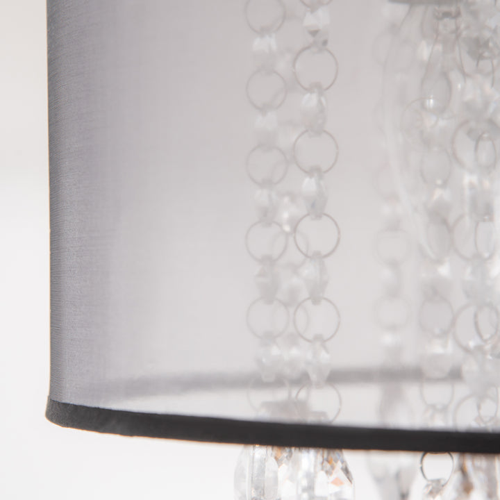 Modern Crystal Chandelier Flush Mount LED Ceiling Light with Drum Shade for Living Room Bedroom Dining Room Silver