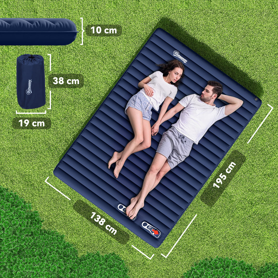 PVC Self-Inflating 2/3Person Camping Sleeping Mattress Green