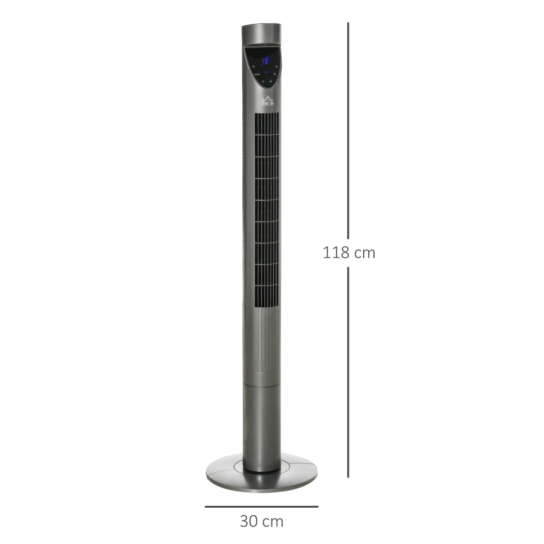 HOMCOM 46" Tower Fan Cooling with Ionizer, Air Filter, Oscillating, 3 Speed, 12h Timer, Remote Controller, for Bedroom, Grey