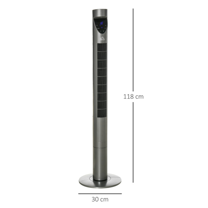 HOMCOM 46" Tower Fan Cooling with Ionizer, Air Filter, Oscillating, 3 Speed, 12h Timer, Remote Controller, for Bedroom, Grey