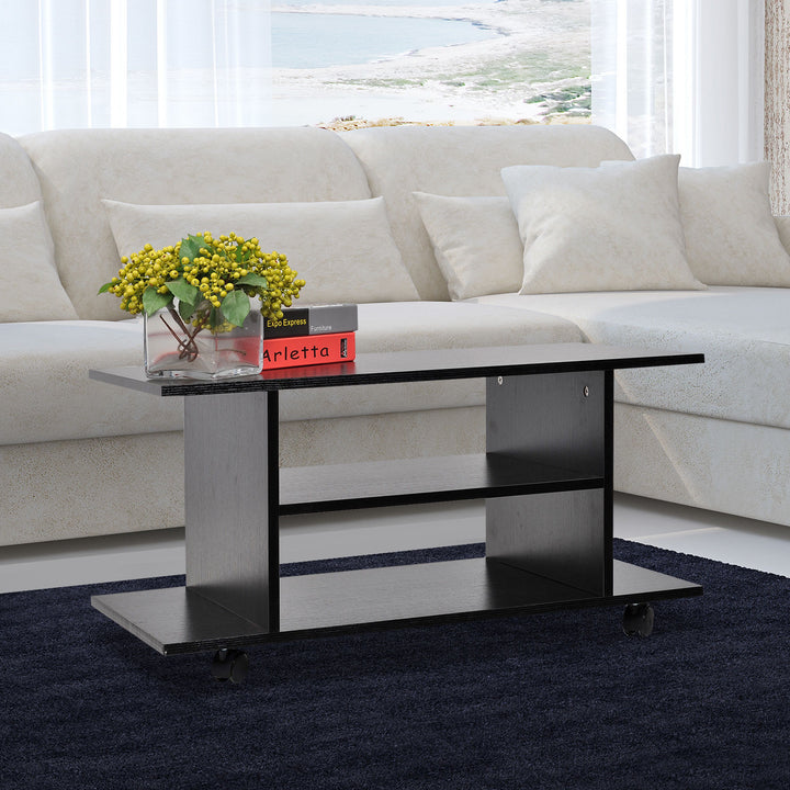 HOMCOM TV Stand W/ Shelves -Black