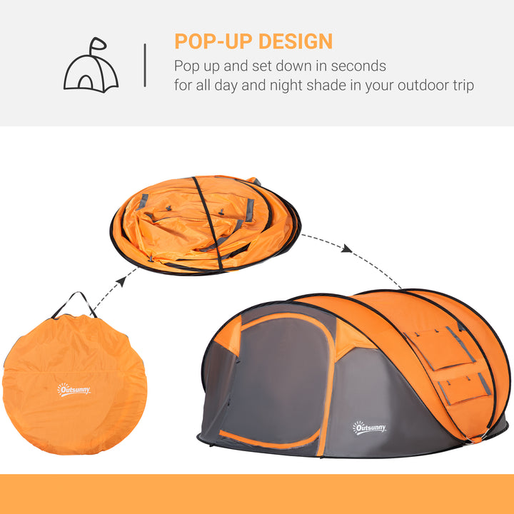 4-5 Person Pop-up Camping Tent Waterproof Family Tent w/ 2 Mesh Windows & PVC Windows Portable Carry Bag for Outdoor Trip