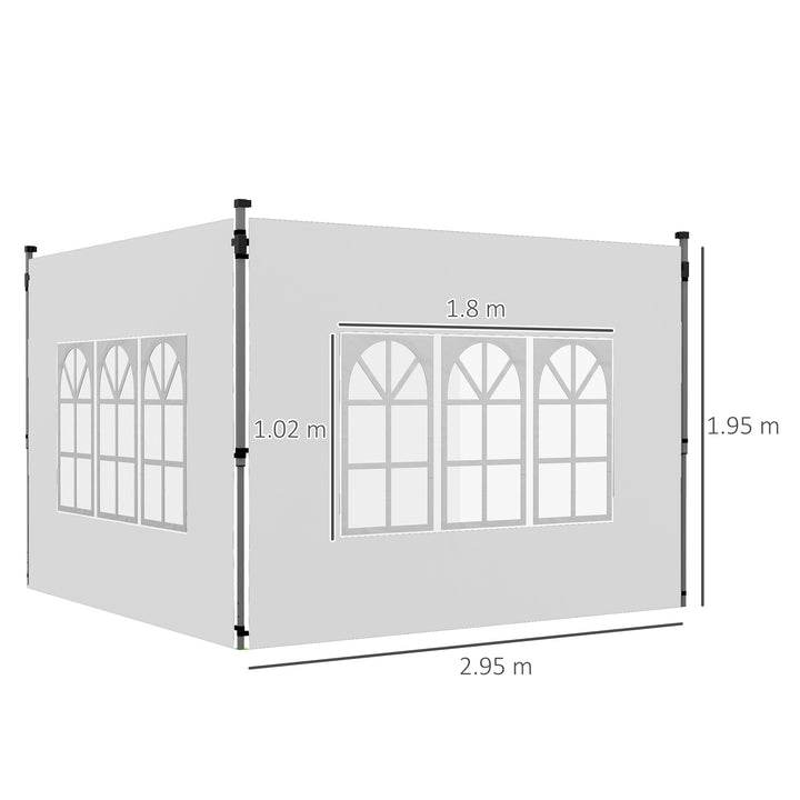 Gazebo Side Panels, Sides Replacement with Window for 3x3(m) or 3x4m Pop Up Gazebo, 2 Pack, White