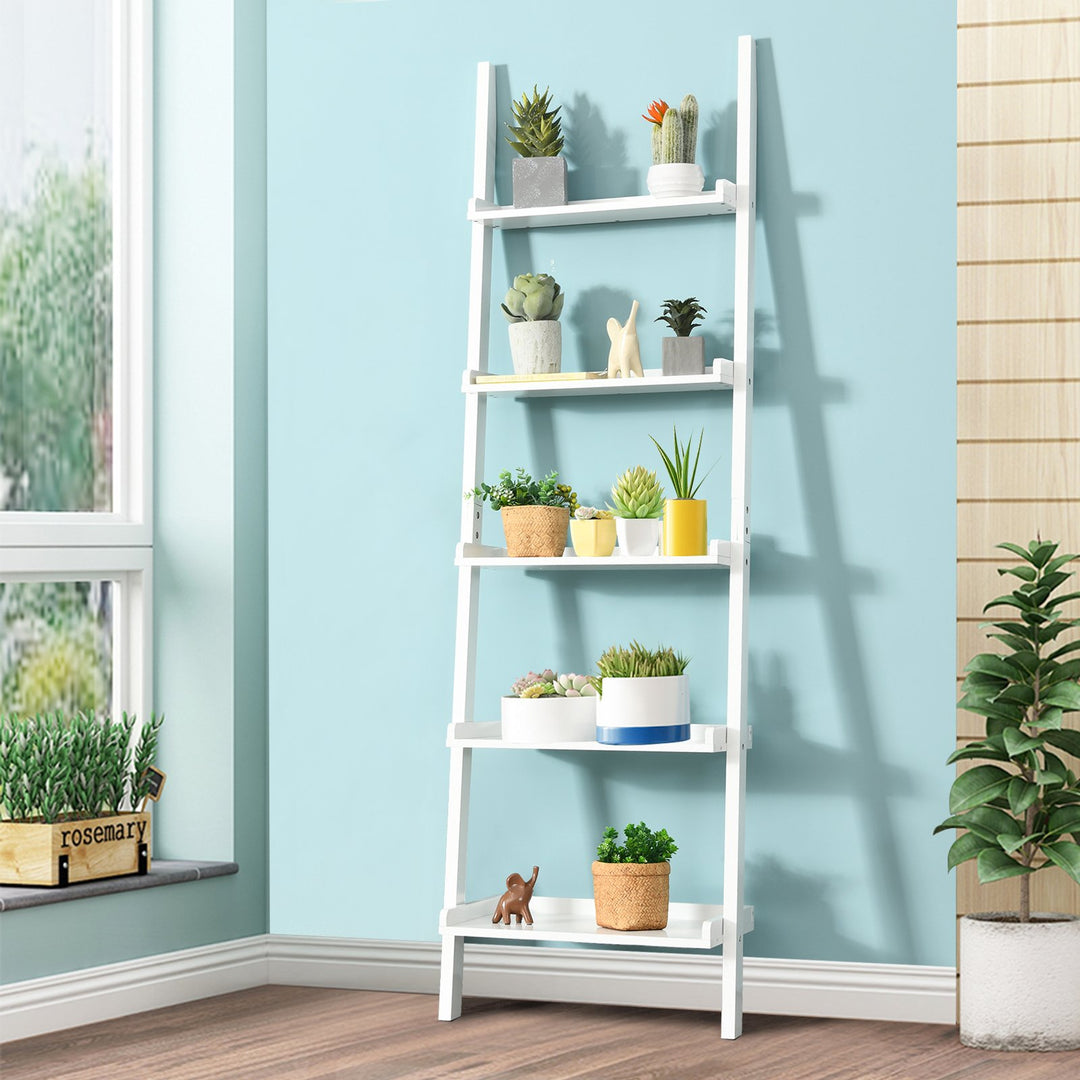 5-Tier Wall Shelf Display Bookcase-White