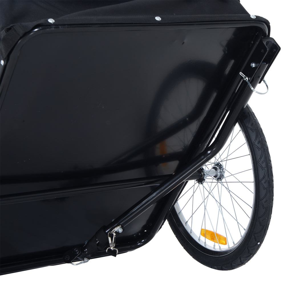 Folding Bike Trailer Cargo in Steel Frame Extra Bicycle Storage Carrier with Removable Cover and Hitch (White and Black)