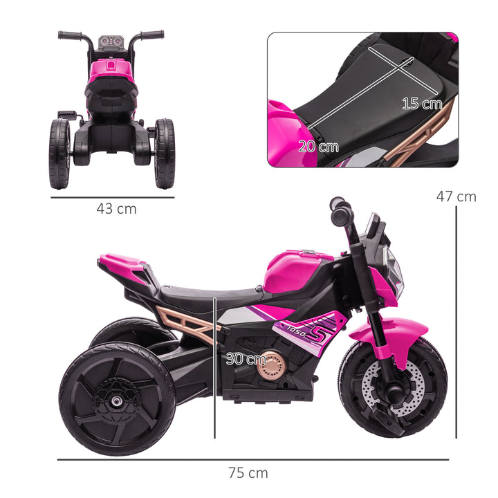 Motorcycle Design 3 in 1 Toddler Trike, Sliding Car, Balance Bike with Headlight, Music, Horn, Pink