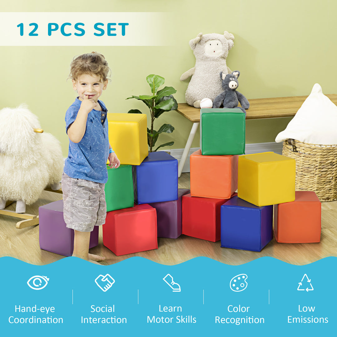 Kids 12-Piece PU Soft Stacking Blocks Multi-Colour