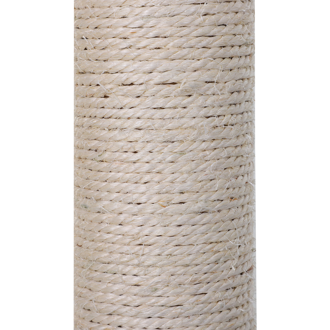 Cats 2-Tier Sisal Rope Scratching Post w/ Dangle Toy Beige