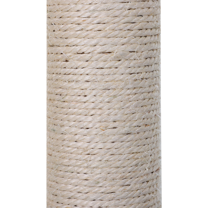 Cats 2-Tier Sisal Rope Scratching Post w/ Dangle Toy Beige