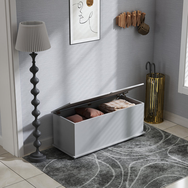 113L Storage Chest, Storage Box with Flip-Top, 100 x 40 x 40 cm - Grey