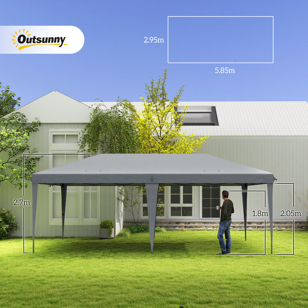 3 x 6 m Pop Up Gazebo, Foldable Canopy Tent, Height Adjustable Wedding Awning Canopy w/ Carrying Bag, Grey