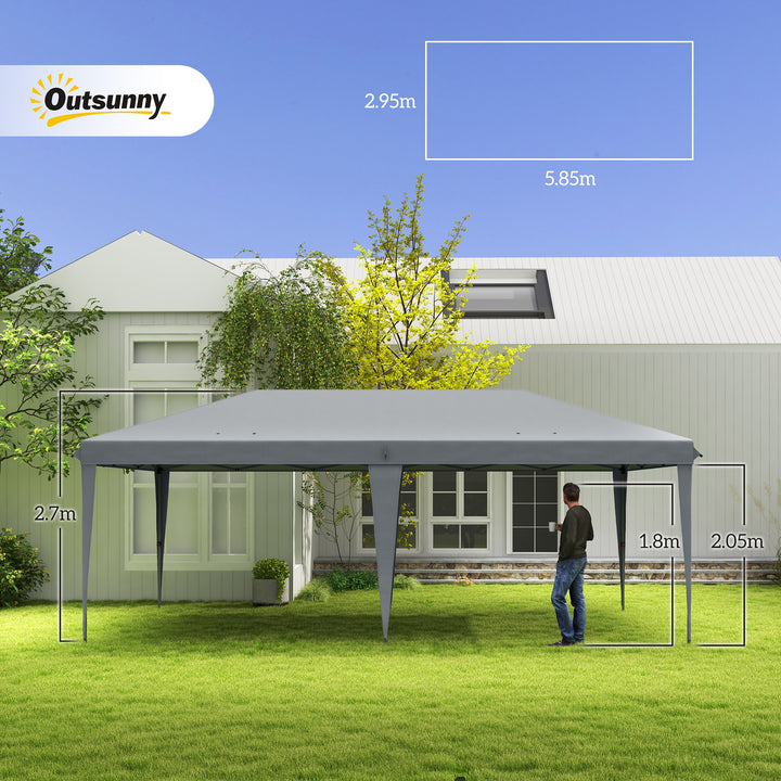3 x 6 m Pop Up Gazebo, Foldable Canopy Tent, Height Adjustable Wedding Awning Canopy w/ Carrying Bag, Grey