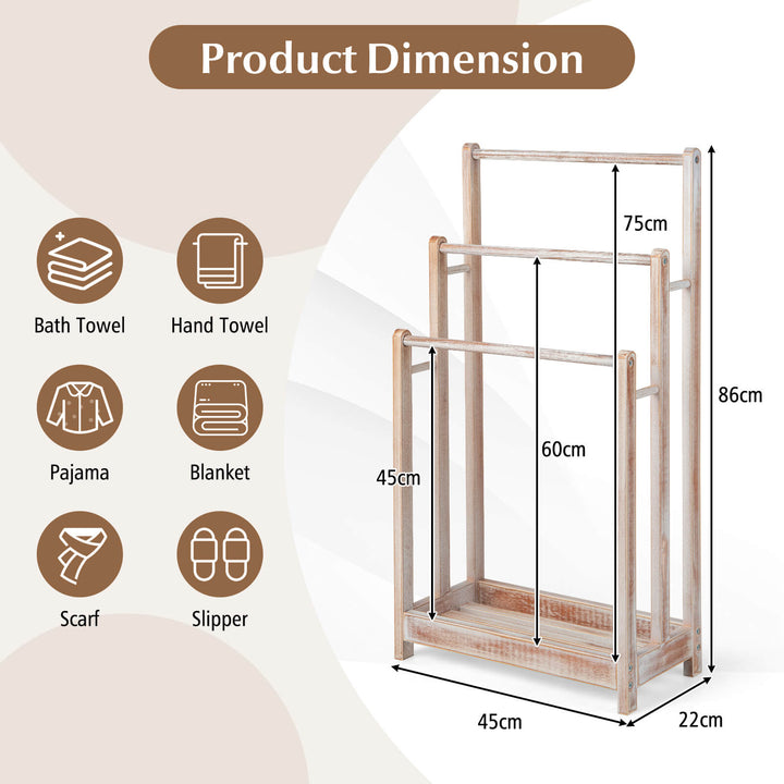 Freestanding Towel Rack with Bottom Storage Shelf -White