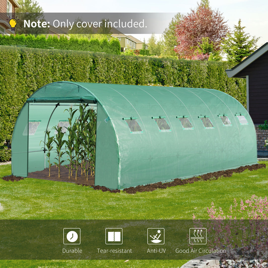 Outsunny 6 x 3 x 2m Greenhouse Replacement Cover ONLY Winter Garden Plant PE Cover for Tunnel Walk-in Greenhouse with Roll-up Windows