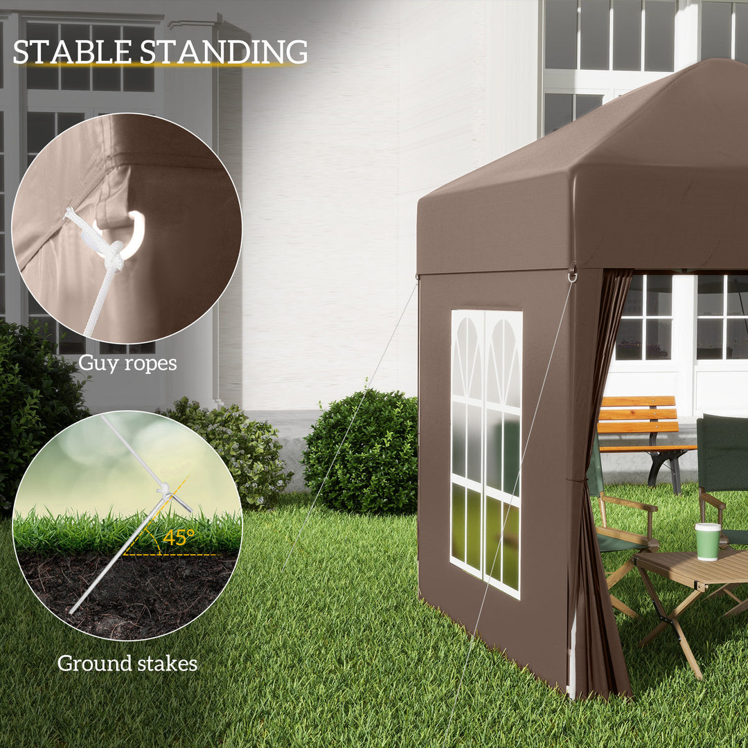 Outsunny Pop Up Gazebo Canopy, size (2 x 2m)- Coffee