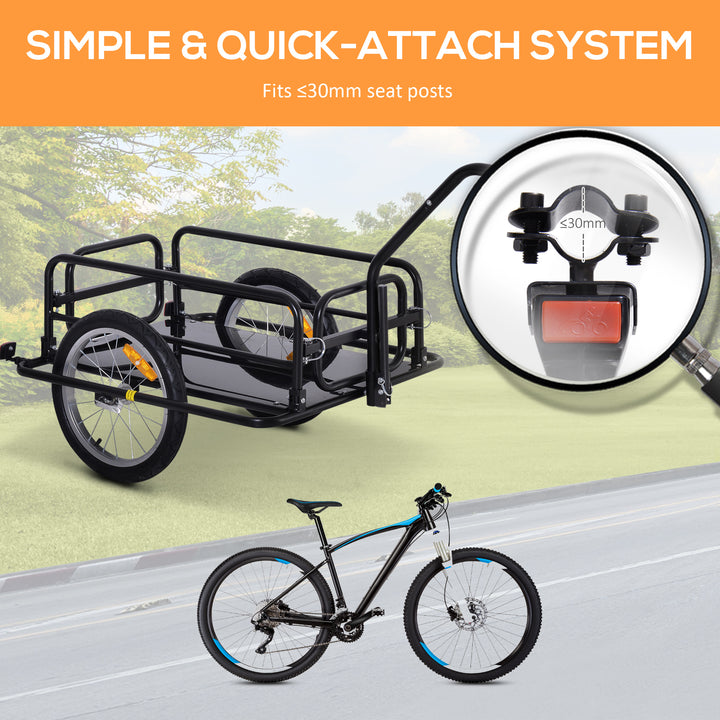 Bike Cargo Trailer Bicycle Storage Carrier Transport Steel Black