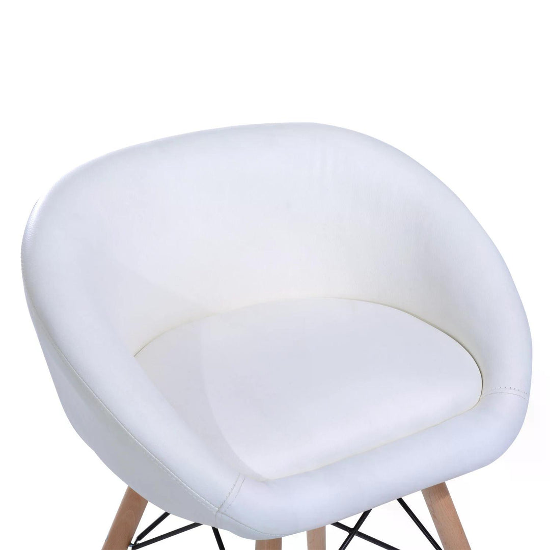 Faux Leather Lounge Chair W/Solid Wooden Legs-White