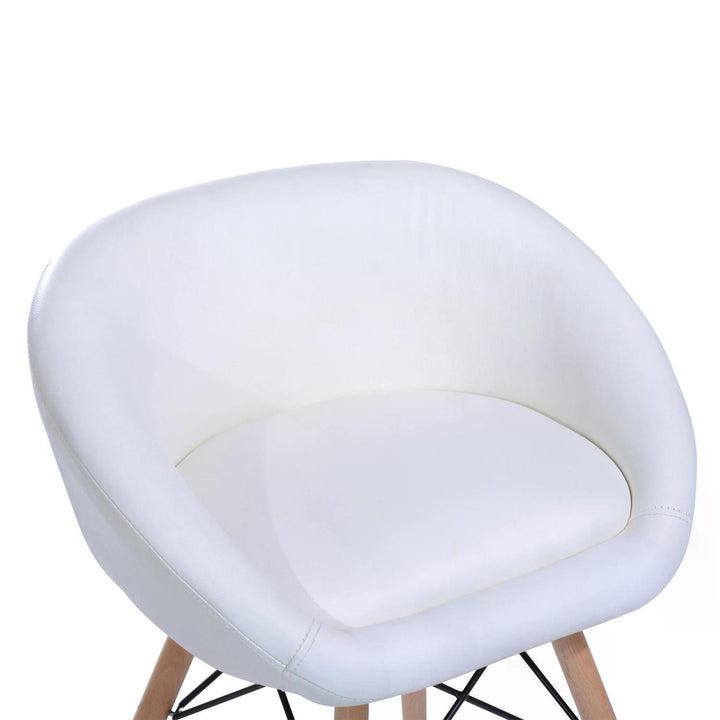 Faux Leather Lounge Chair W/Solid Wooden Legs-White