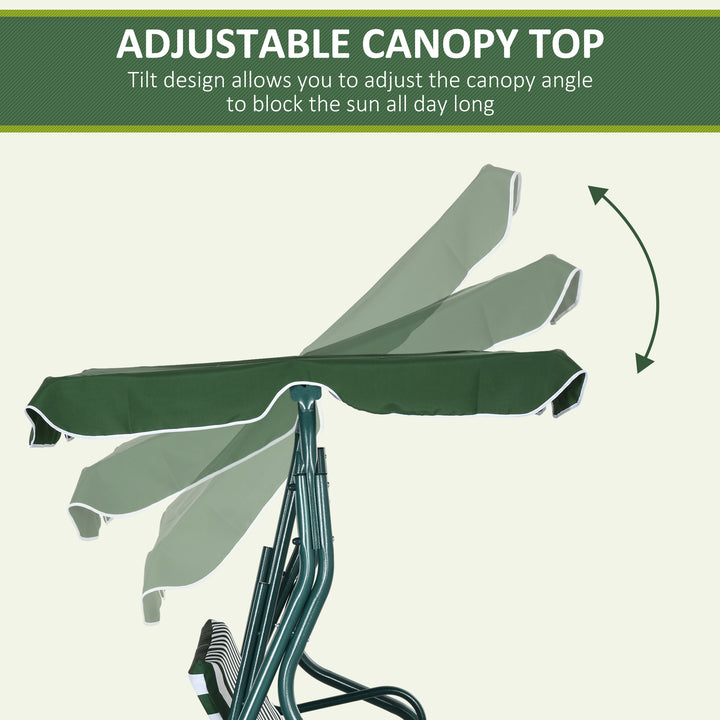 Steel 3-Seater Swing Chair w/ Canopy Green