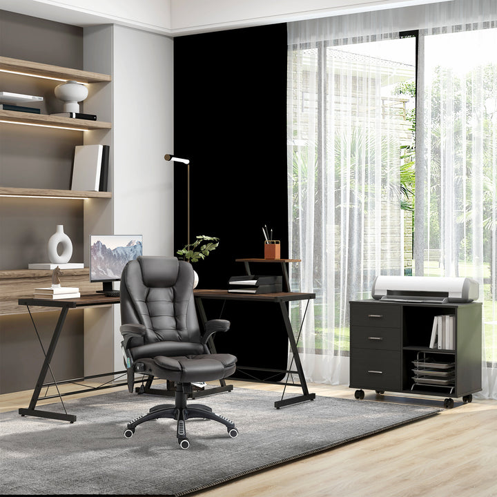 Executive Office Chair with Massage and Heat, High Back PU Leather Massage Office Chair With Tilt and Reclining Function, Brown