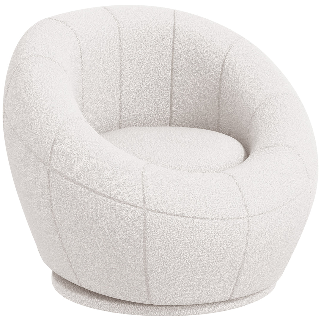 Modern Accent Chair, Swivel Upholstered Armchair for Living Room, Bedroom, Home Office, White