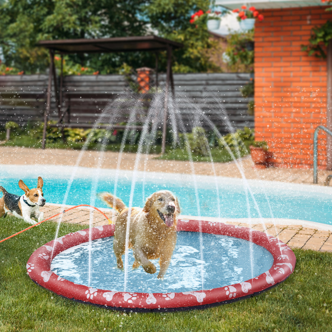 PawHut Splash Pad Sprinkler Mat for Pets Dog Bath Pool Water Game Mat Outdoor