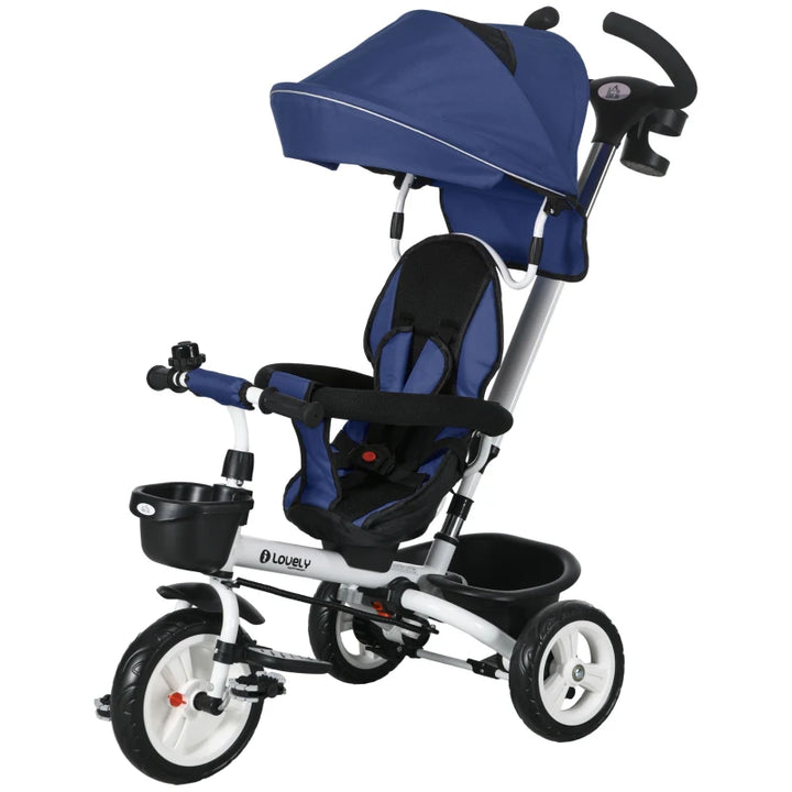 Baby Push Tricycle with Parent Handle for 1-5 Years Old, Dark Blue