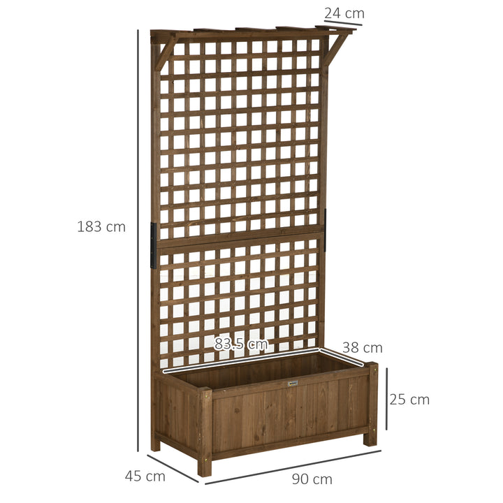 Wood Planter with Trellis for Vine Climbing, Raised Garden Bed, Privacy Screen for Backyard, Patio, Deck, Coffee