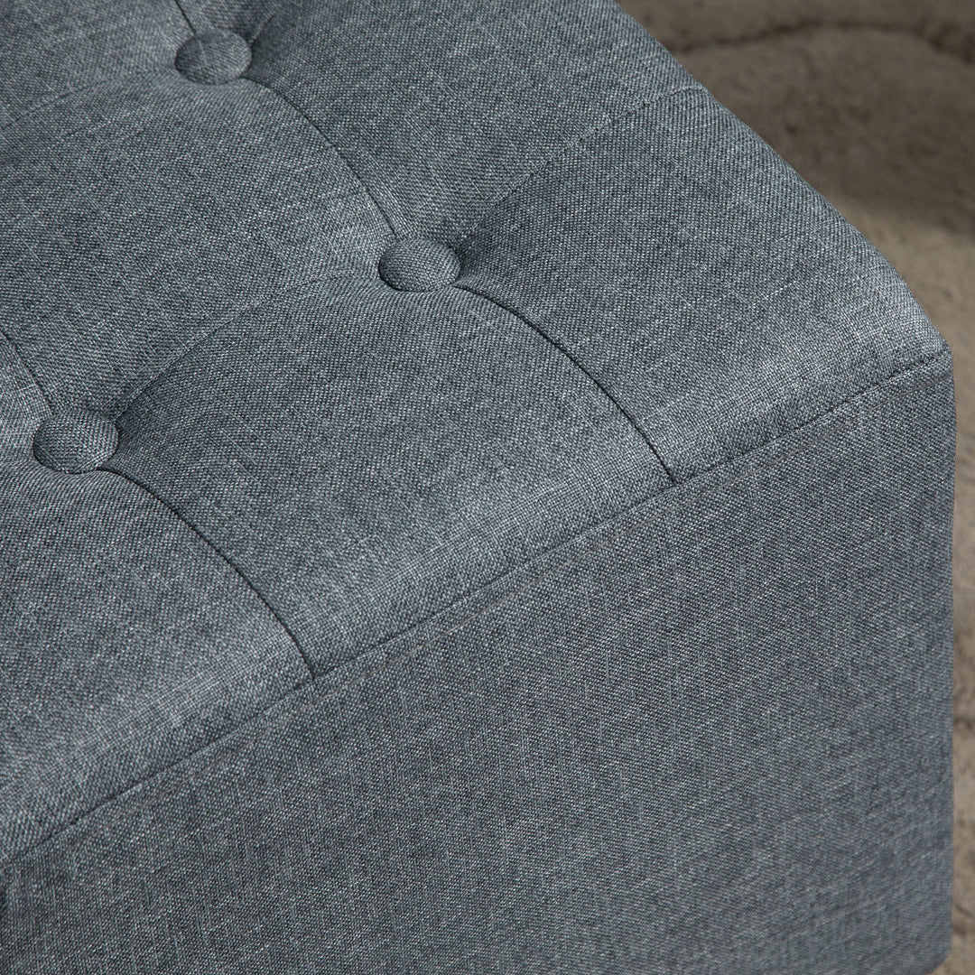 Linen-Look Square Ottoman Footstool, Grey