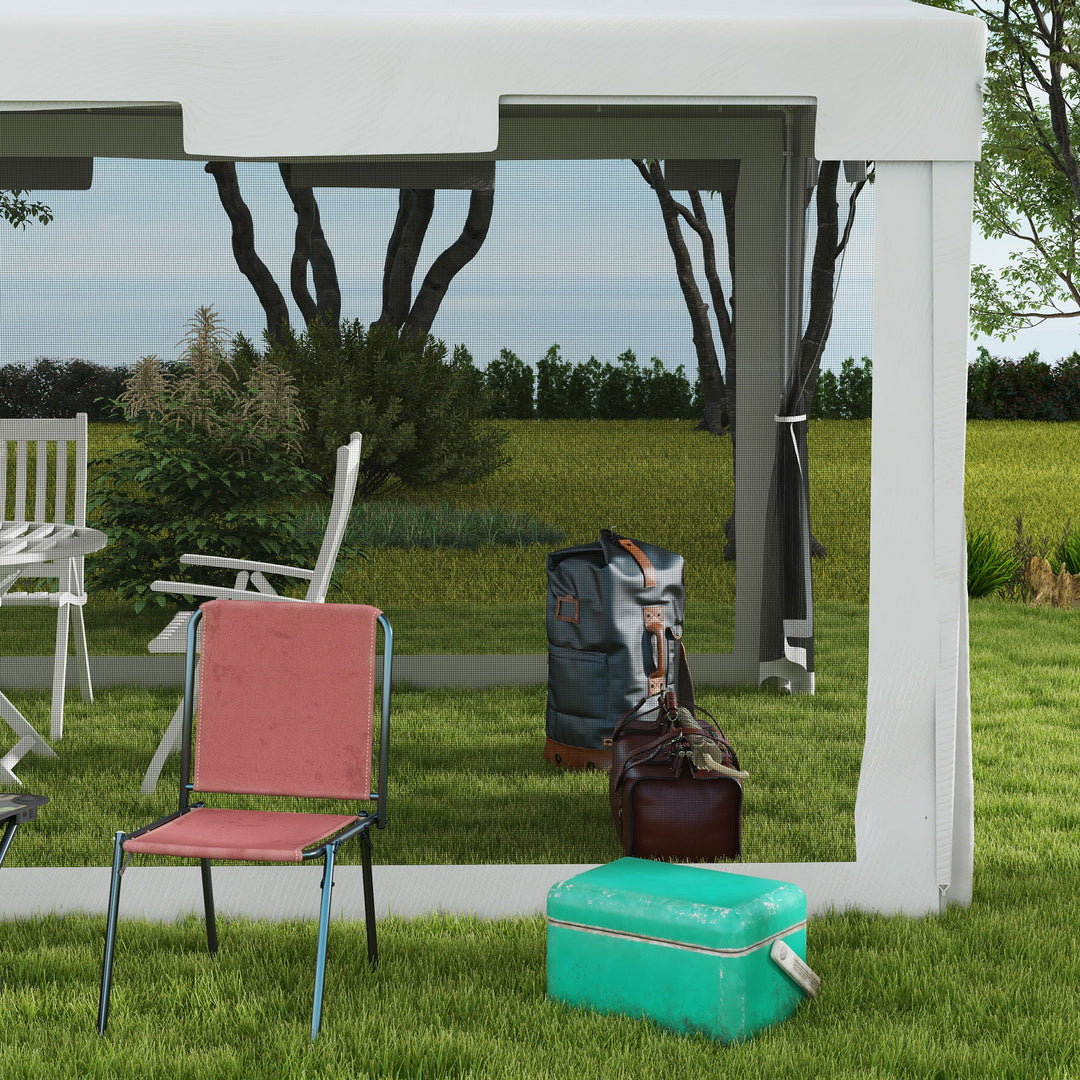 4x3 m Waterproof Gazebo W/Mesh Sides-White/Black
