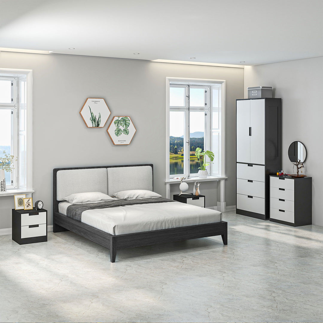 Drawer Chest, 4-Drawer Storage Cabinet Organiser for Bedroom, Living Room, 60cmx40cmx80cm, White and Black