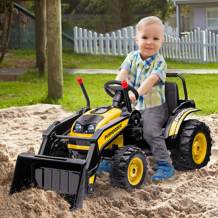 Kids Digger Ride On Excavator 6V Battery Powered Construction Tractor Music Headlight Moving Forward Backward Gear for 3-5 years old Yellow