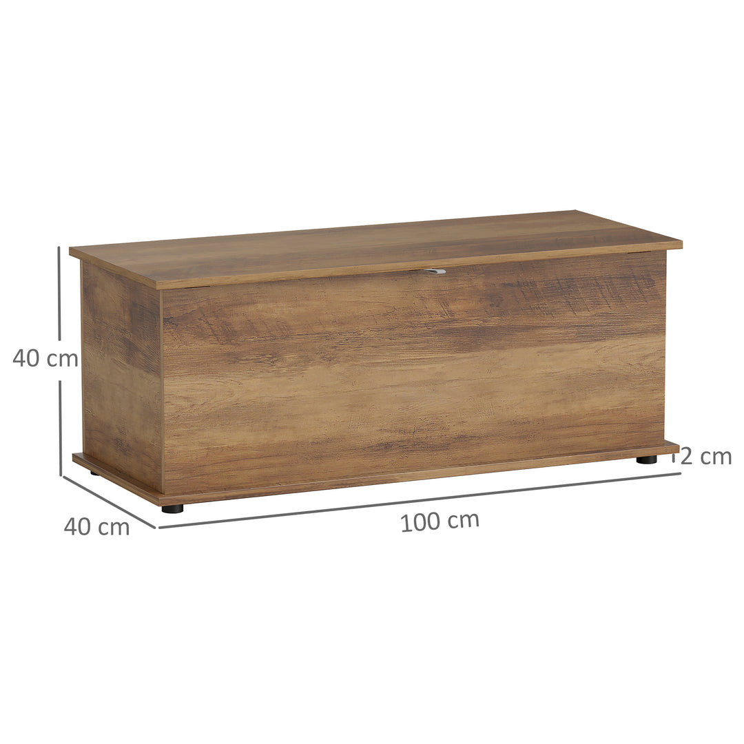 113L Storage Chest, Storage Box with Flip-Top, 100 x 40 x 40 cm, Grey Wood Grain