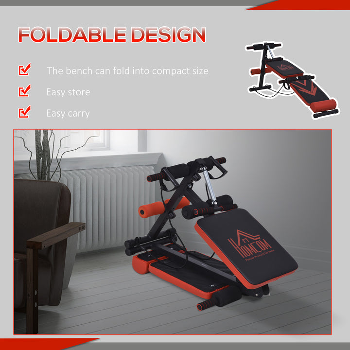 Multifunctional Sit Up Bench Foldable Exercise Weight Bench w/ Elastic Rope