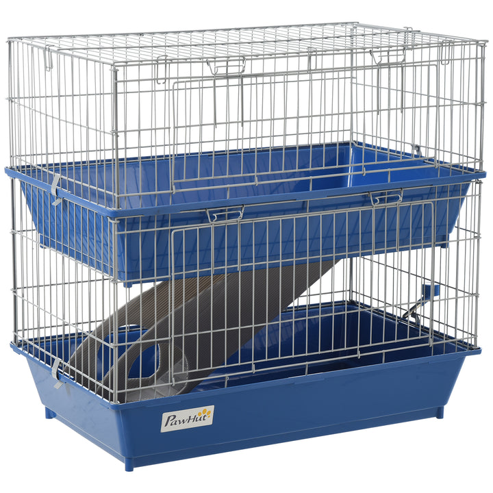 PawHut Metal 2-Tier Small Animal Cage Blue