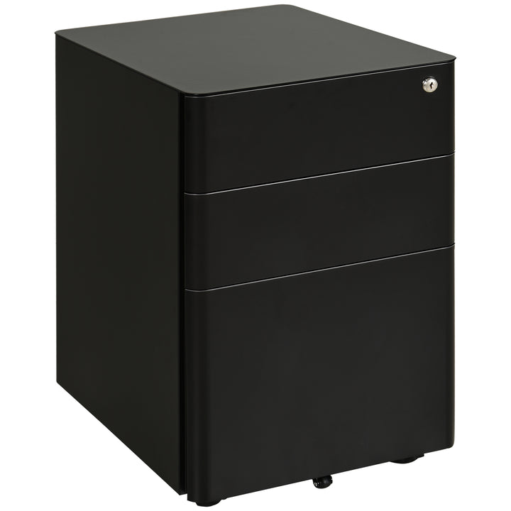 Fully Assembled 3 Drawer Steel Metal Filing Cabinet Lockable Rolling Vertical File Cabinet Black