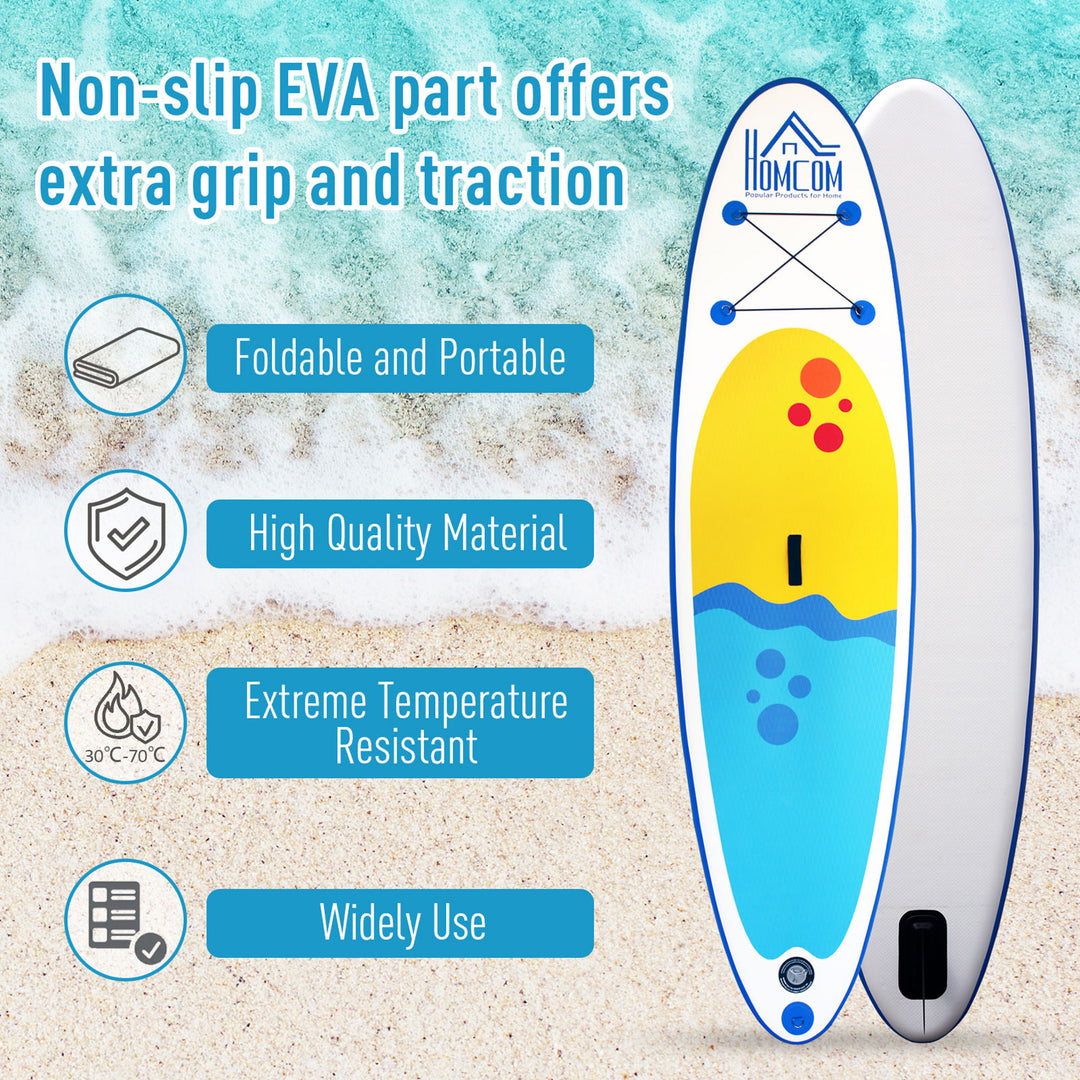 Inflatable Paddle Stand Up Board, Adjustable Aluminium Paddle Non-Slip Deck Board with ISUP Accessories & Carry Bag, 305L x 76W x 10H cm -Blue